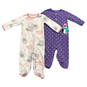 Carter's Baby Girl Footless Fleece Pajamas, 2-Pack, 9‎ months.